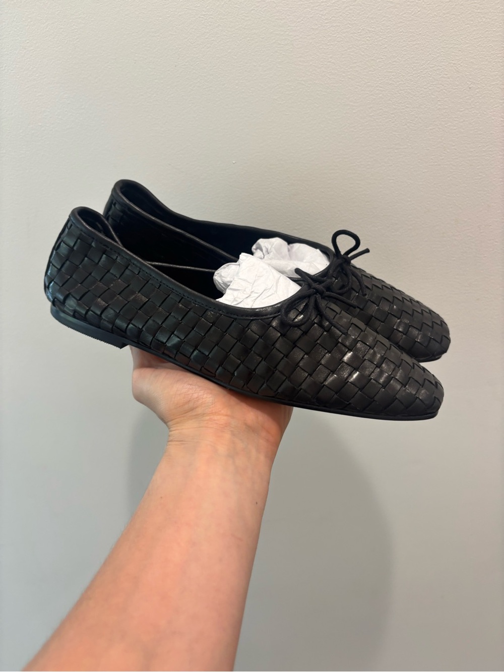 Quince Italian Leather Handwoven Square Toe Ballet Flats - Picture 6 of 11